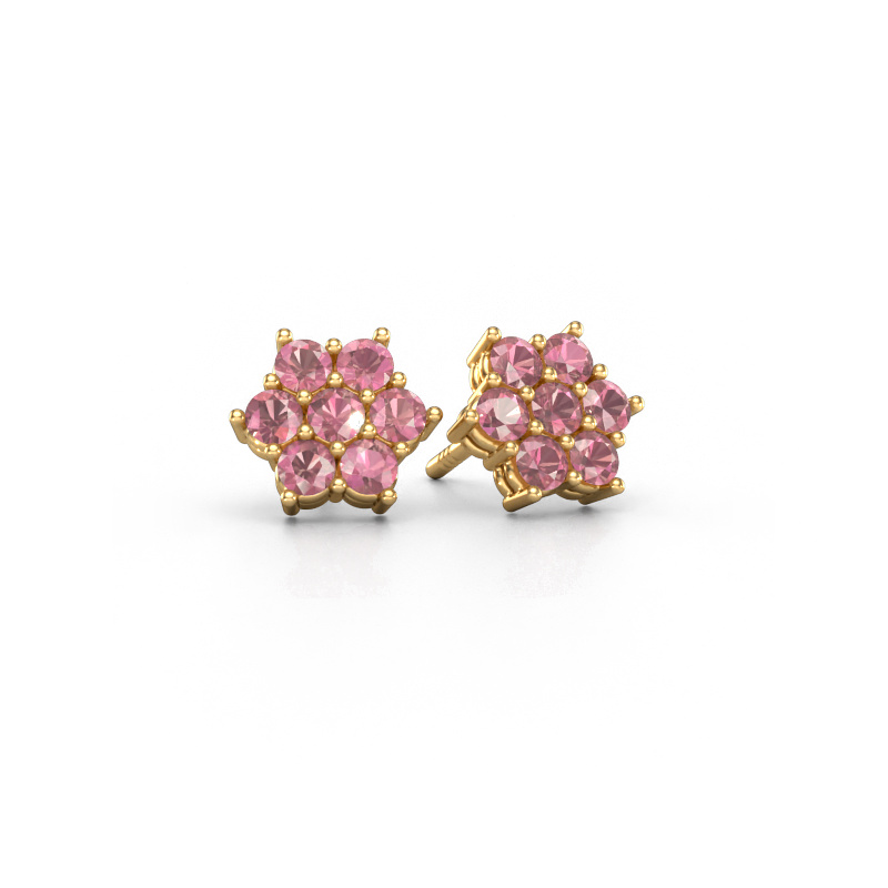 Image of Stud earrings Bonita 585 gold Tourmaline pink 2.4 mm