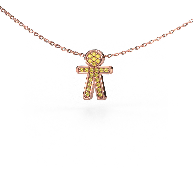 Image of Pendant Boy 585 rose gold Yellow sapphire 1 mm