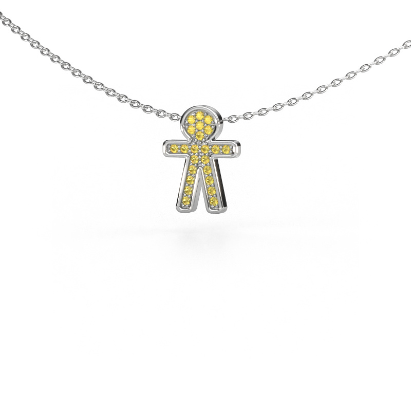 Image of Pendant Boy 585 white gold Yellow sapphire 1 mm