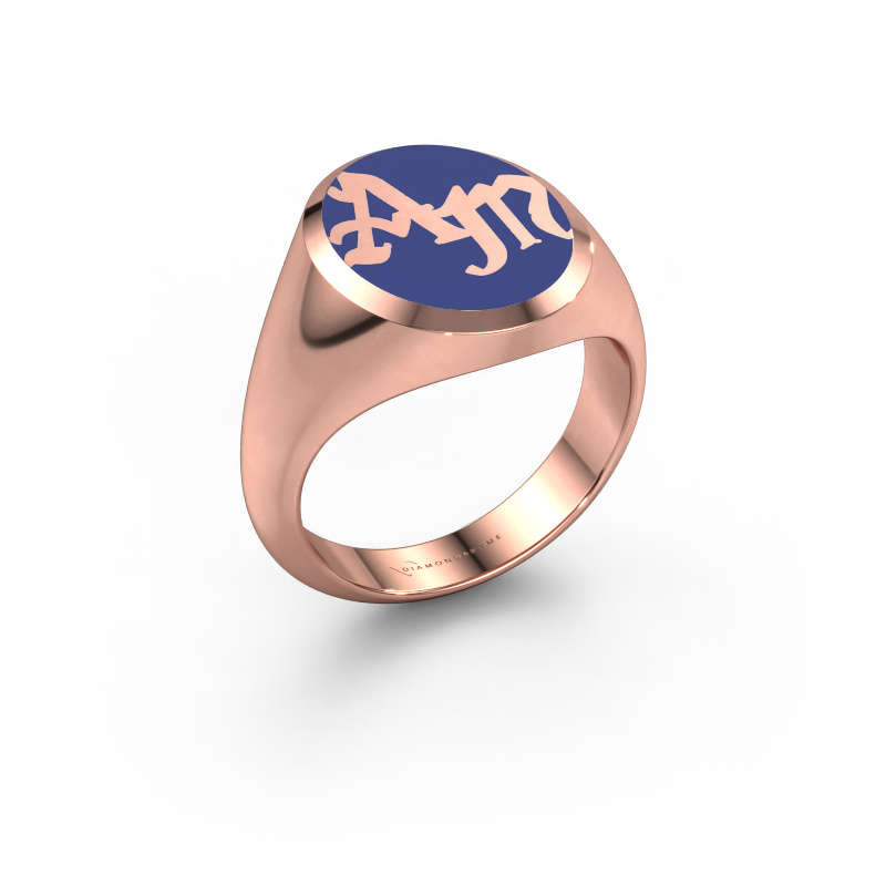 Bild von Monogramm Ring Brad Emaille 585 Roségold