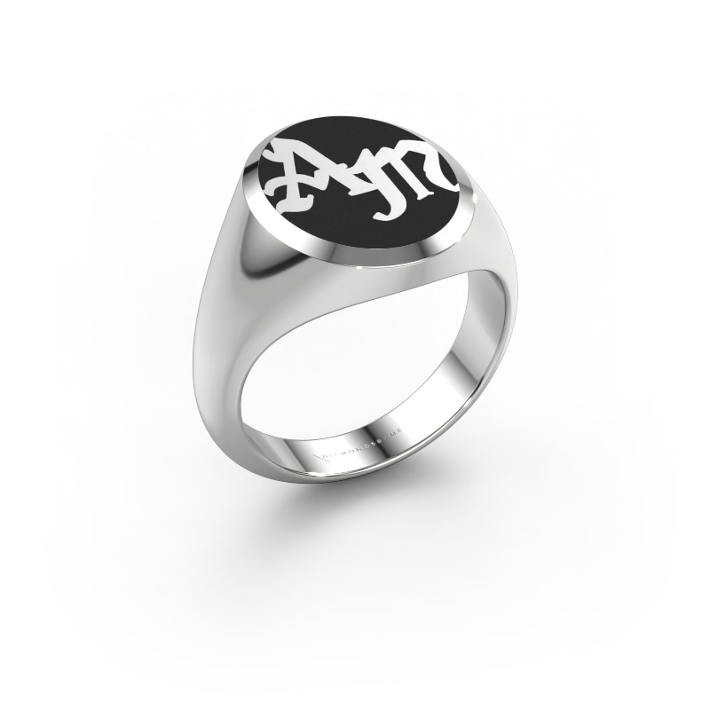 Image de Bague monogramme Brad Emaille 585 or blanc