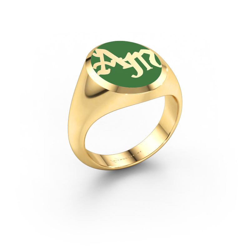 Bild av Monogramring Brad Emaille 585 gult guld
