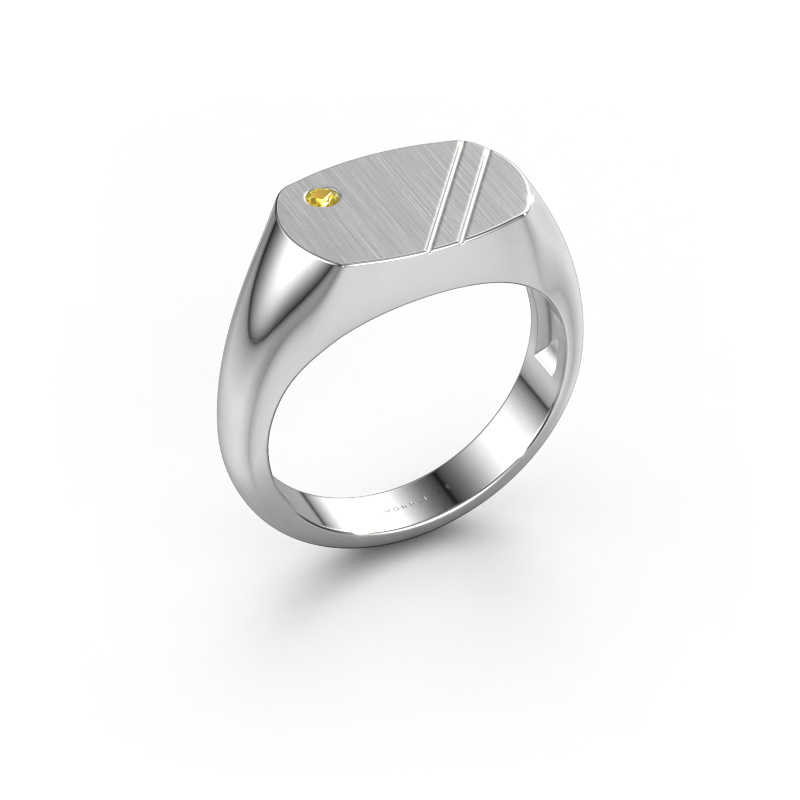 Image of Men's ring Bram 2 950 platinum Yellow sapphire 2 mm