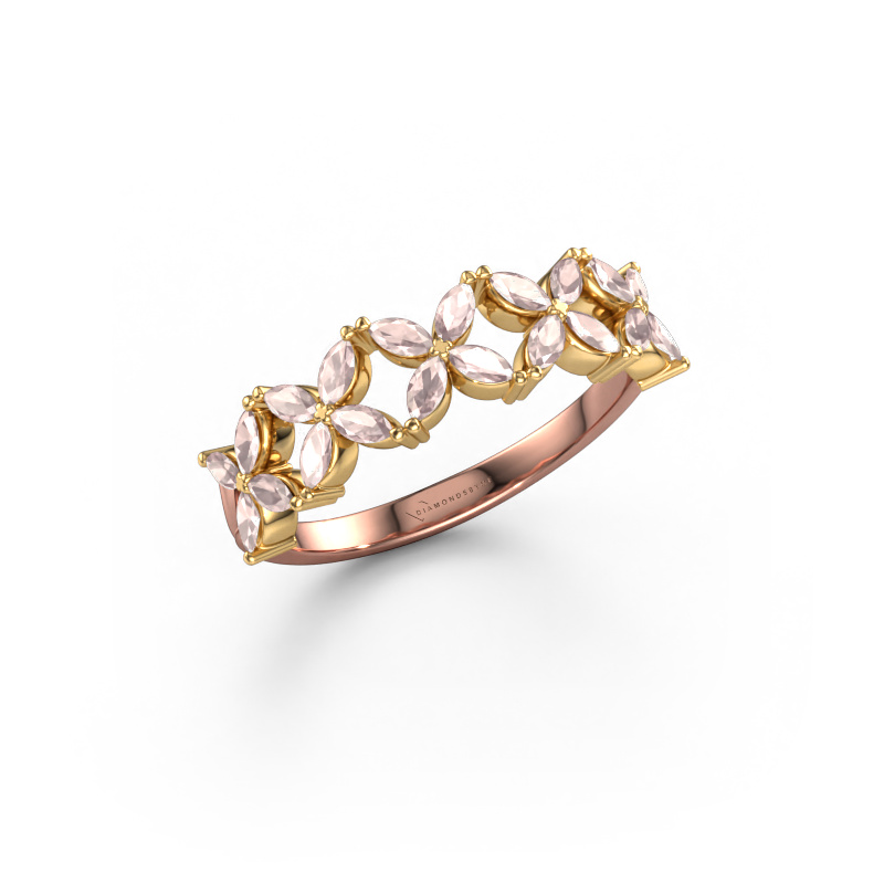 Image of Ring Bree 585 rose gold Morganite champagne 3x1.5 mm