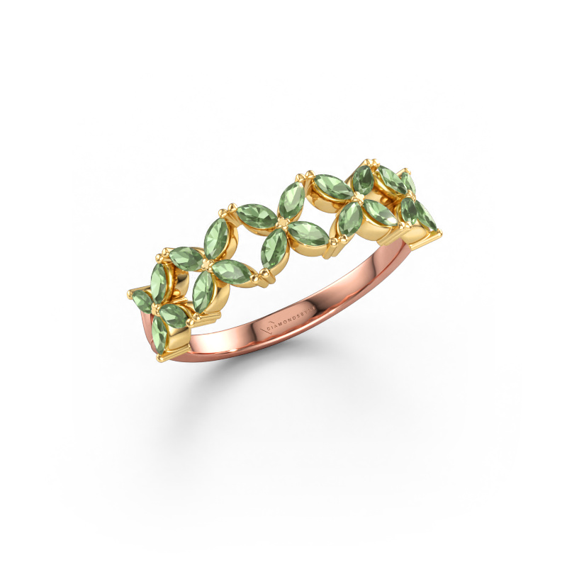 Afbeelding van Ring Bree 585 rosé goud Toermalijn groen 3x1.5 mm