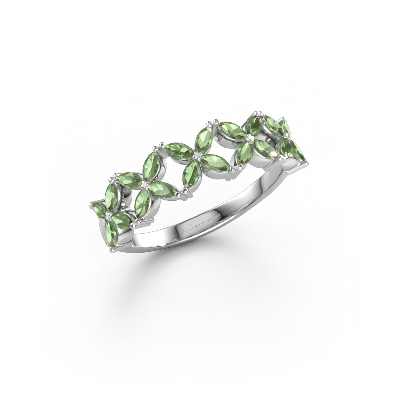 Bild av Ring Bree 585 vitt guld Grön turmalin 3x1.5 mm
