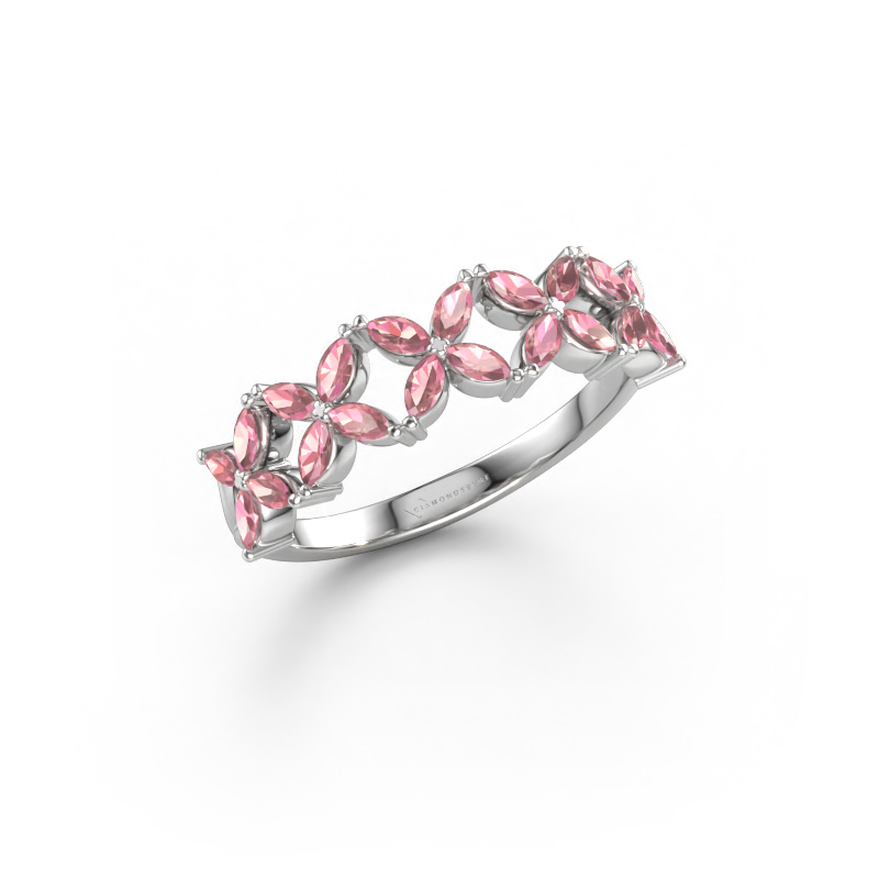 Immagine di Anello Bree 585 oro bianco Tormalina rosa 3x1.5 mm