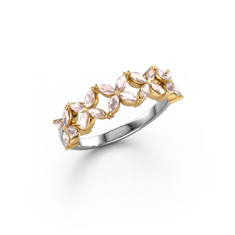 Image of Ring Bree 585 white gold Morganite champagne 3x1.5 mm