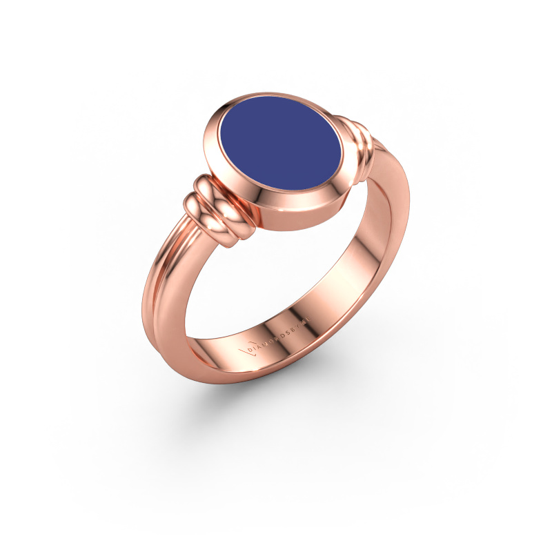 Immagine di Anello chevalier Brenda 1 585 oro rosa Smalto blu 10x8 mm