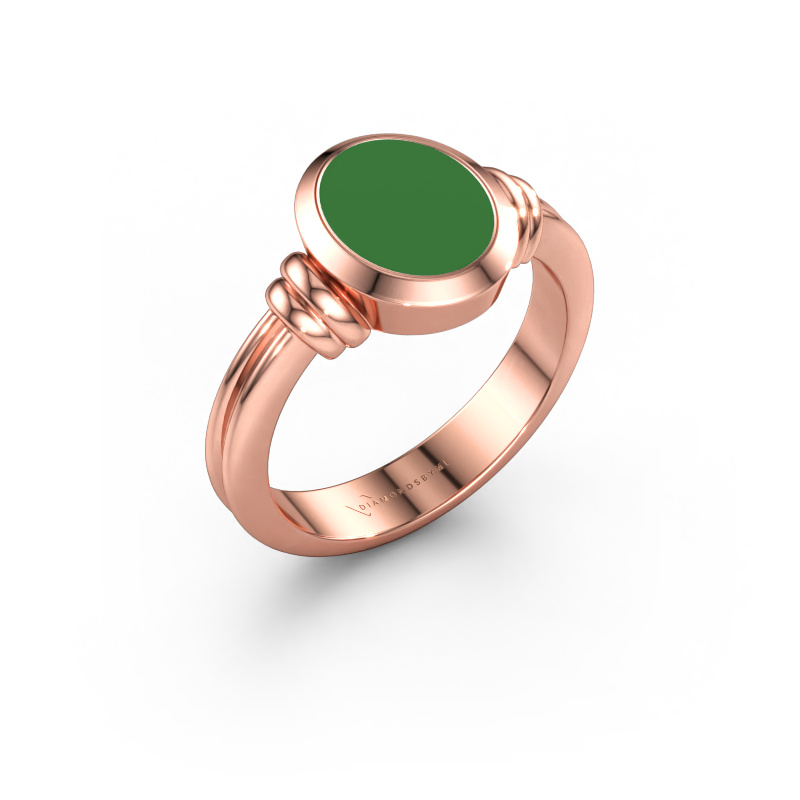 Immagine di Anello chevalier Brenda 1 585 oro rosa Smalto verde 10x8 mm