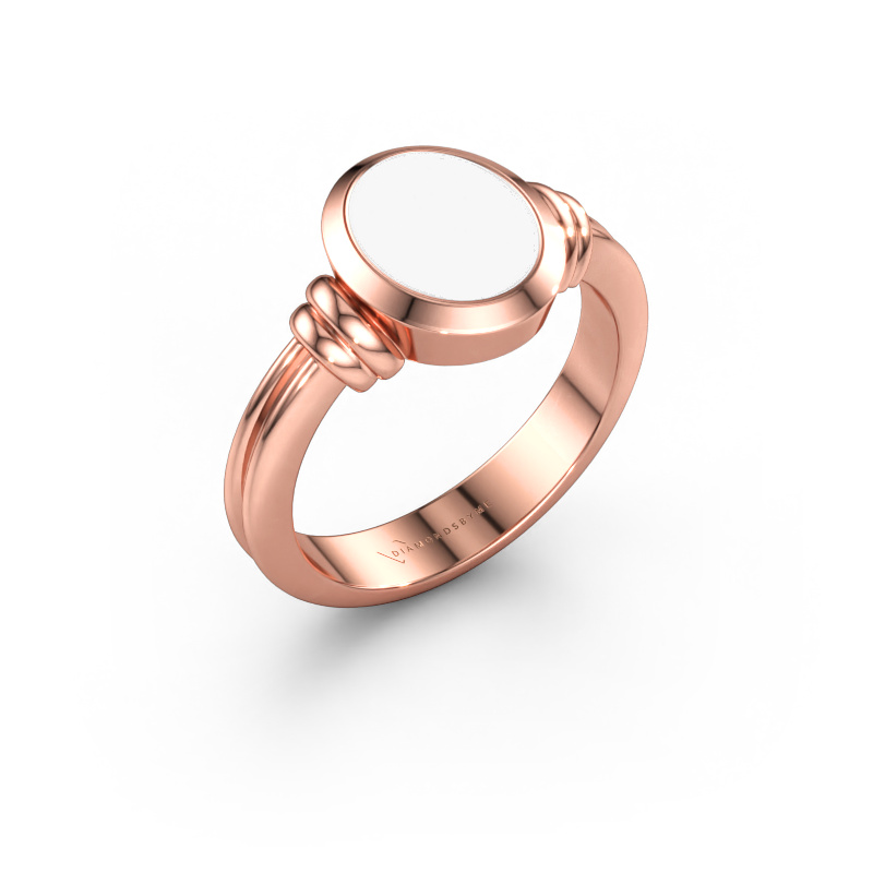 Immagine di Anello chevalier Brenda 1 585 oro rosa Smalto bianco 10x8 mm