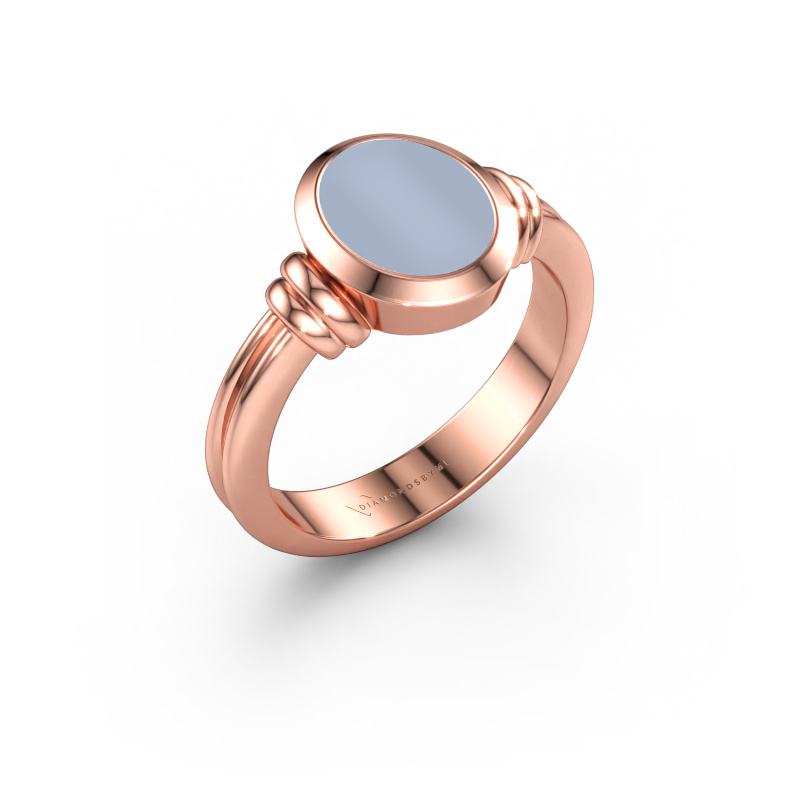 Immagine di Anello chevalier Brenda 1 585 oro rosa Sardonica azzurra chiara 10x8 mm