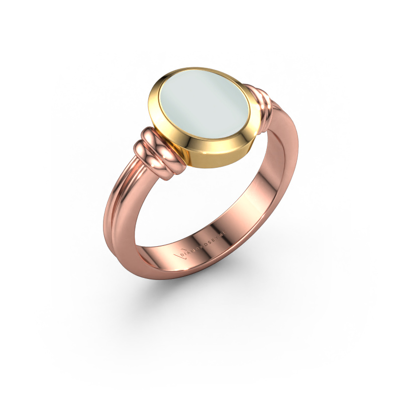 Bild von Siegelring Brenda 1 585 Roségold Grüner Lagenstein 10x8 mm