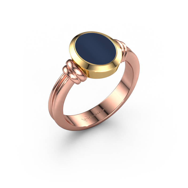 Image of Signet ring Brenda 1 585 rose gold Dark blue sardonyx 10x8 mm