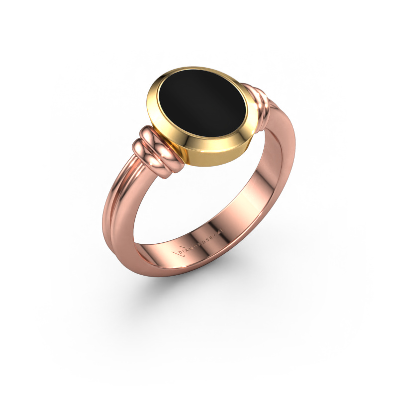 Afbeelding van Zegelring Brenda 1 585 Rosé goud Onyx 10x8 mm