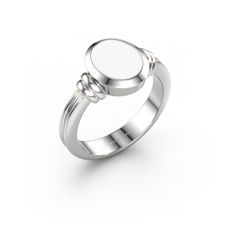 Immagine di Anello chevalier Brenda 1 585 oro bianco Smalto bianco 10x8 mm