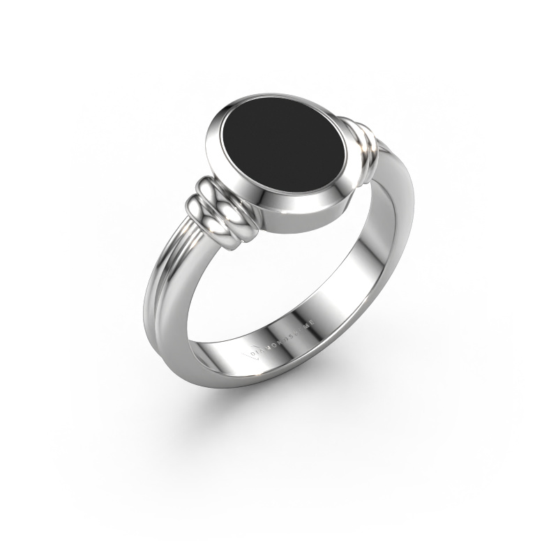 Image of Signet ring Brenda 1 950 platinum Black enamel 10x8 mm