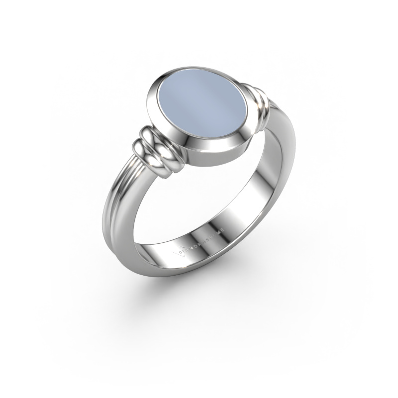 Image de Chevalière Brenda 1 950 platine Nicolo bleu clair 10x8 mm