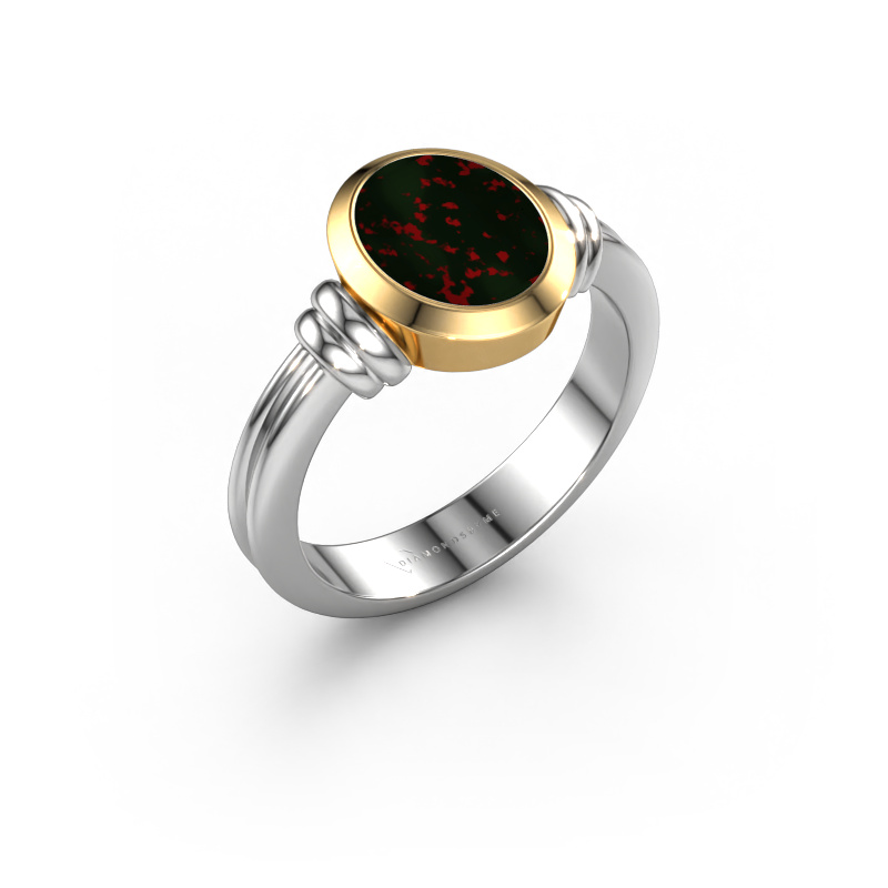 Afbeelding van Zegelring Brenda 1 585 Witgoud Heliotroop 10x8 mm