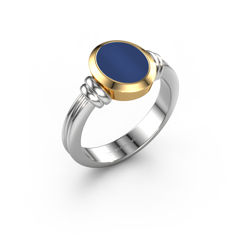 Bild von Siegelring Brenda 1 585 Weißgold Lapislazuli 10x8 mm