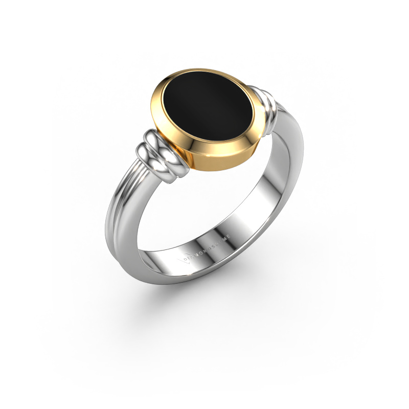 Afbeelding van Zegelring Brenda 1 585 Witgoud Onyx 10x8 mm