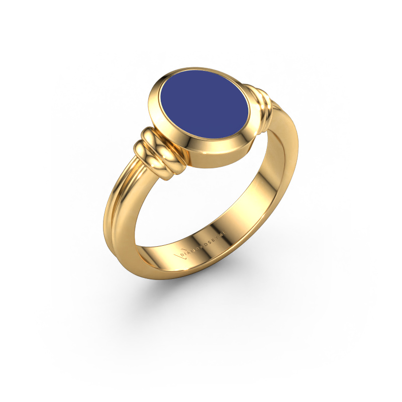 Bild von Siegelring Brenda 1 585 Gold Blau Emaille 10x8 mm