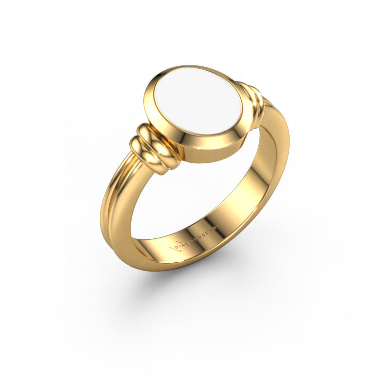 Bild von Siegelring Brenda 1 585 Gold Weiße Emaille 10x8 mm