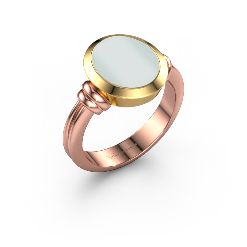 Image of Signet ring Brenda 2 585 rose gold Green sardonyx 12x10 mm