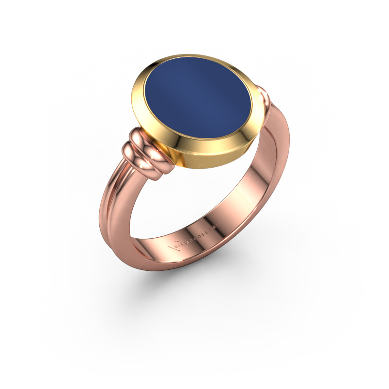 Image of Signet ring Brenda 2 585 rose gold Lapis 12x10 mm