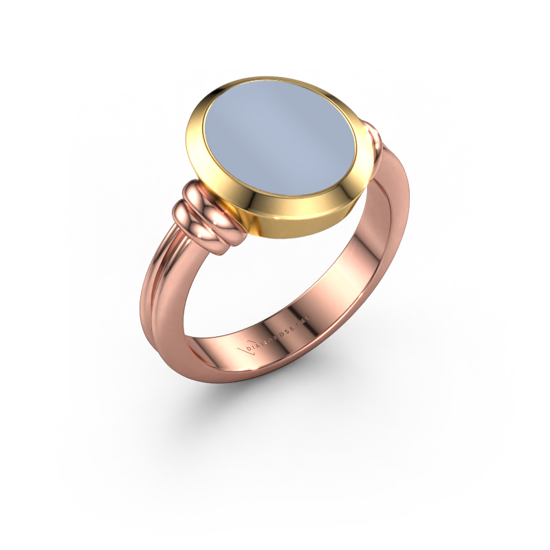 Bild von Siegelring Brenda 2 585 Roségold Hellblau Lagenstein 12x10 mm