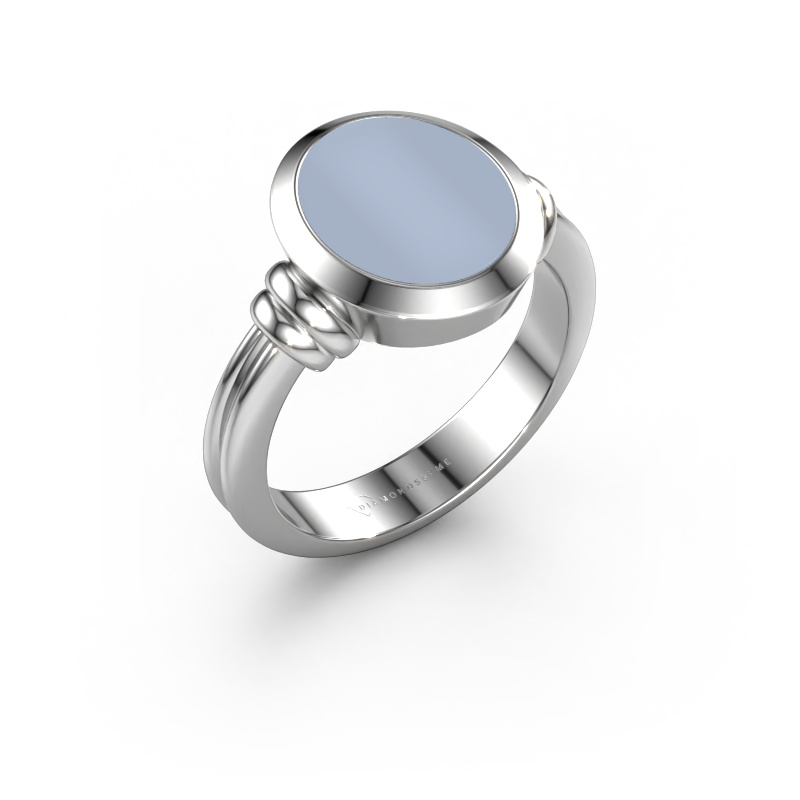 Bild von Siegelring Brenda 2 950 Platin Hellblau Lagenstein 12x10 mm