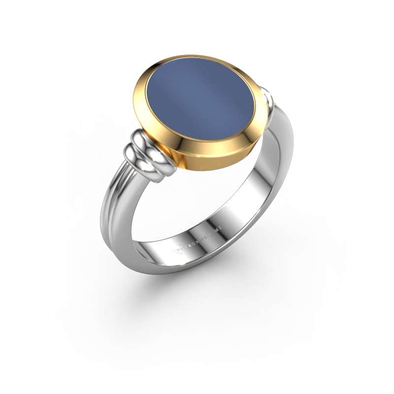 Image of Signet ring Brenda 2 585 white gold Blue sardonyx 12x10 mm