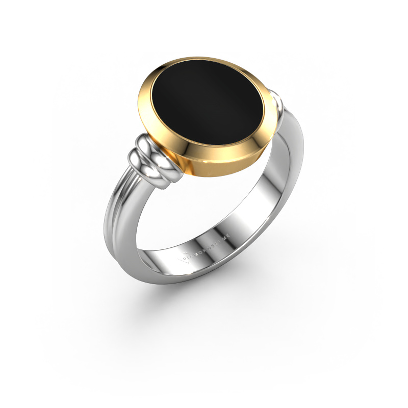 Image of Signet ring Brenda 2 585 white gold Onyx 12x10 mm
