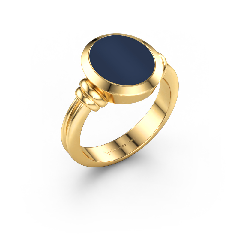 Bild av Signetring Brenda 2 585 gult guld Mörkblå sardonyx 12x10 mm