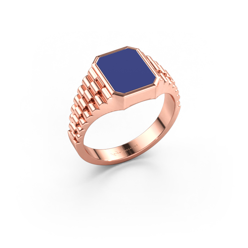 Bild av Signetring Brent 1 585 roséguld Blå emalj 10x8 mm