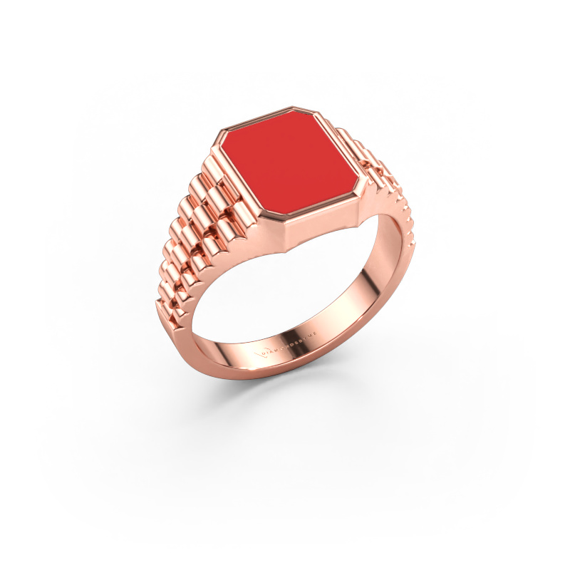 Immagine di Anello chevalier Brent 1 585 oro rosa Smalto rosso 10x8 mm