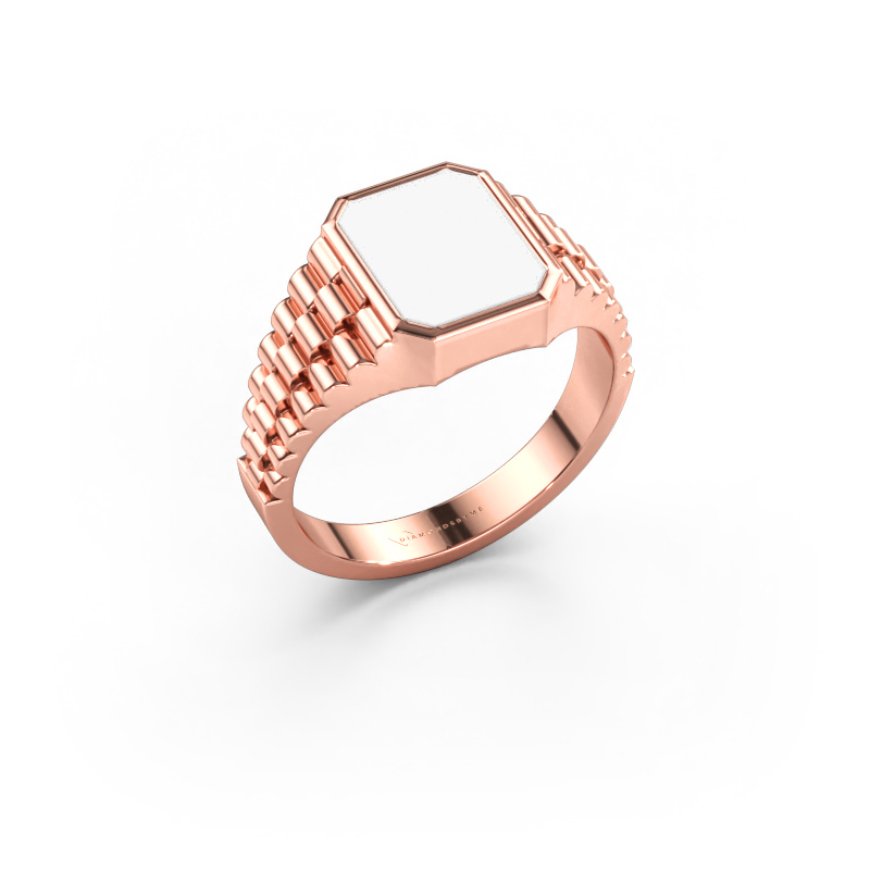 Bild av Signetring Brent 1 585 roséguld Vit emalj 10x8 mm