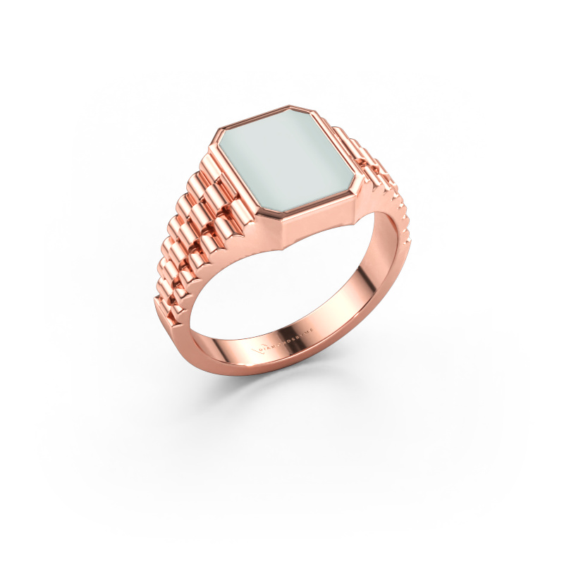 Immagine di Anello chevalier Brent 1 585 oro rosa Sardonica verde 10x8 mm