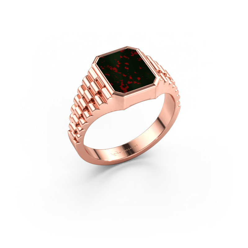 Immagine di Anello chevalier Brent 1 585 oro rosa Eliotropio 10x8 mm