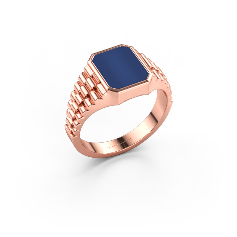 Image of Signet ring Brent 1 585 rose gold Lapis 10x8 mm