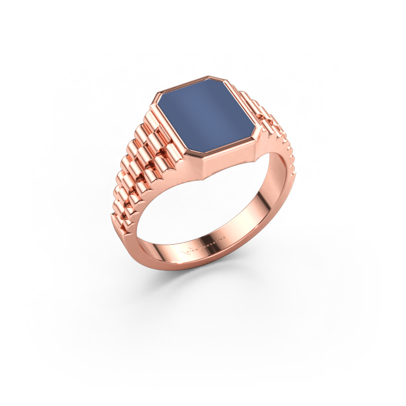Immagine di Anello chevalier Brent 1 585 oro rosa Sardonica blu 10x8 mm