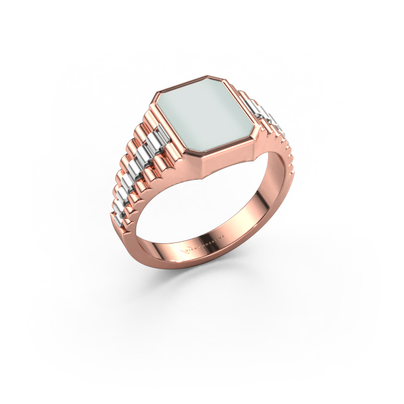 Image of Signet ring Brent 1 585 rose gold Green sardonyx 10x8 mm