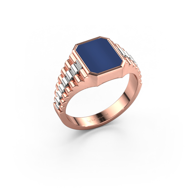 Image of Signet ring Brent 1 585 rose gold Lapis 10x8 mm