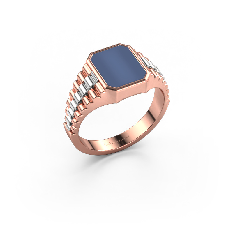 Image of Signet ring Brent 1 585 rose gold Blue sardonyx 10x8 mm
