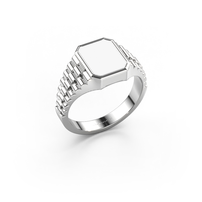 Image of Signet ring Brent 1 585 white gold White enamel 10x8 mm