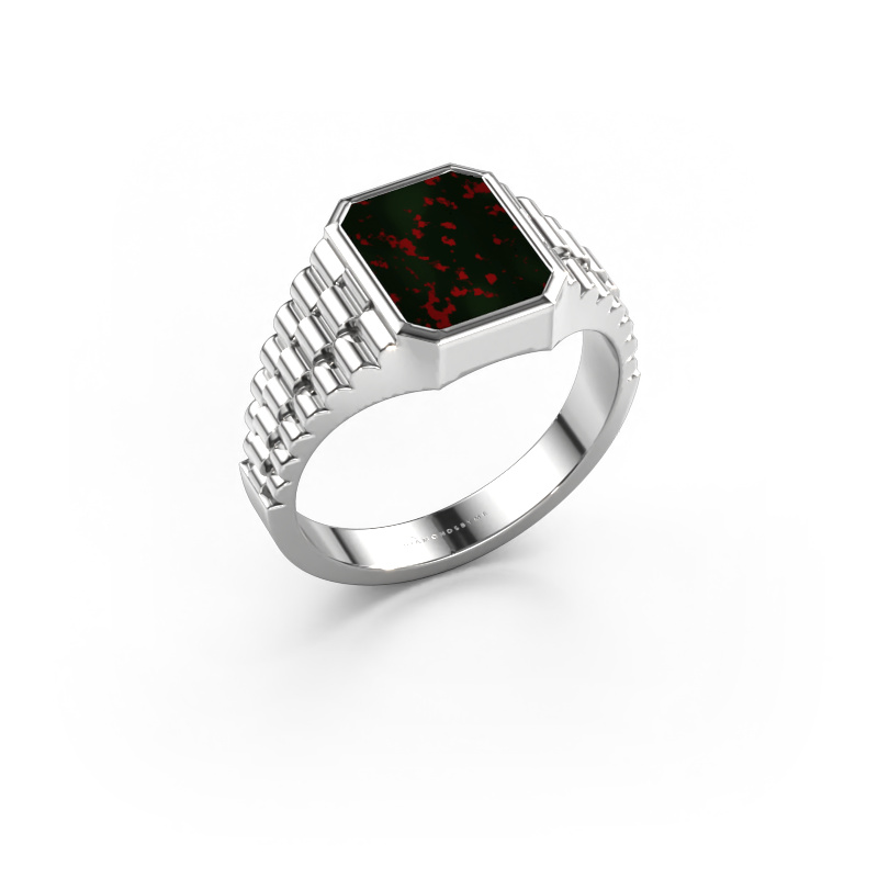 Image of Signet ring Brent 1 950 platinum Bloodstone 10x8 mm
