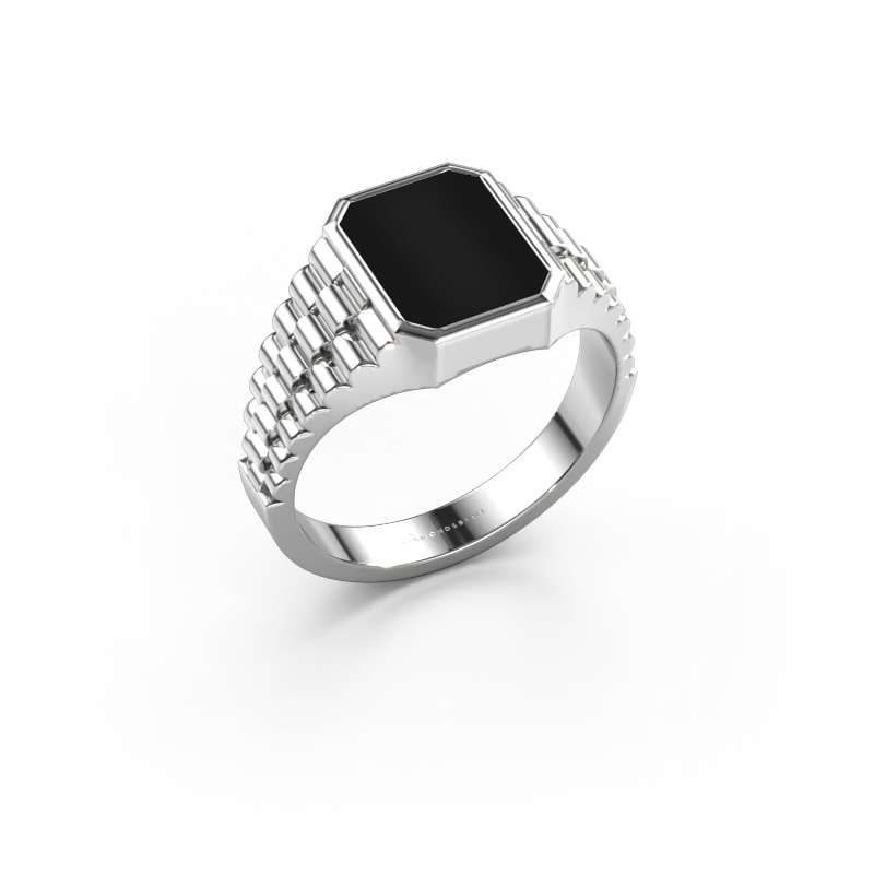 Image of Signet ring Brent 1 585 white gold Onyx 10x8 mm