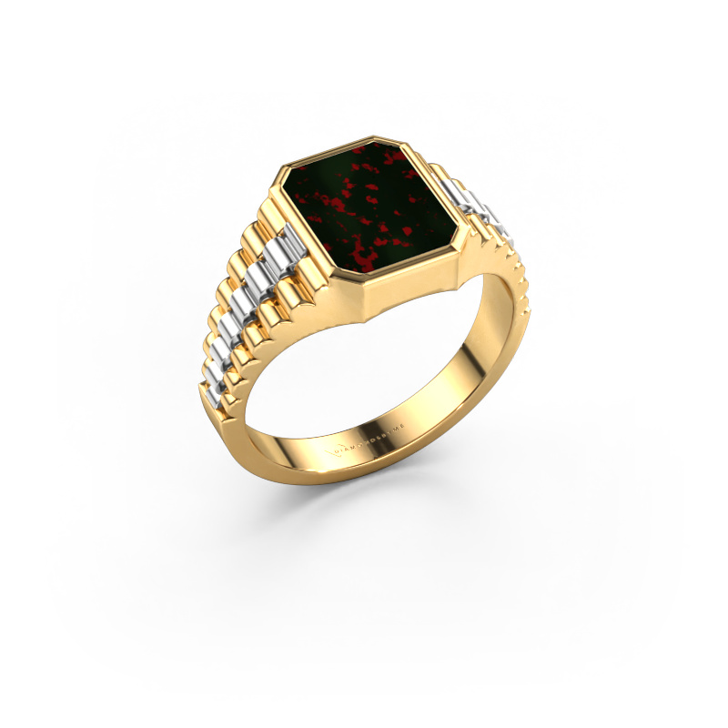 Image of Signet ring Brent 1 585 gold Bloodstone 10x8 mm