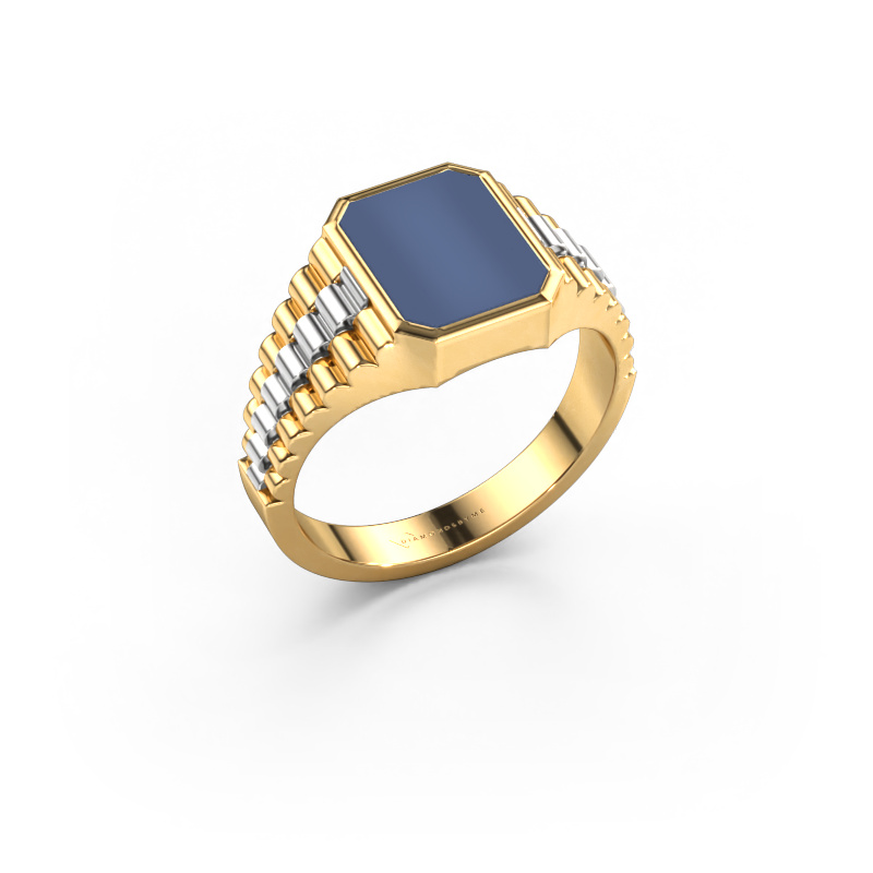 Image of Signet ring Brent 1 585 gold Blue sardonyx 10x8 mm
