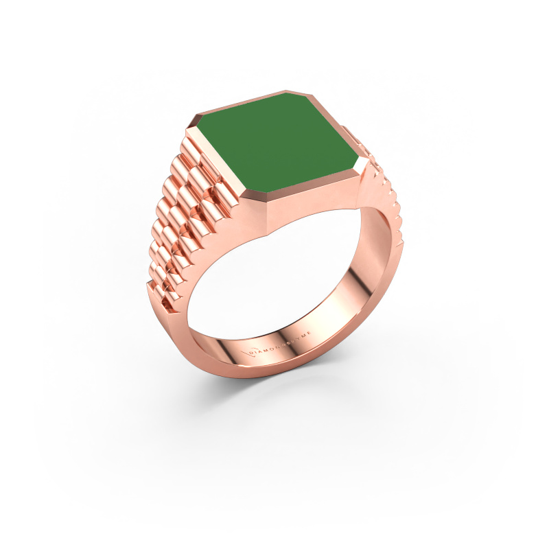 Immagine di Anello chevalier Brent 2 585 oro rosa Smalto verde 12x10 mm